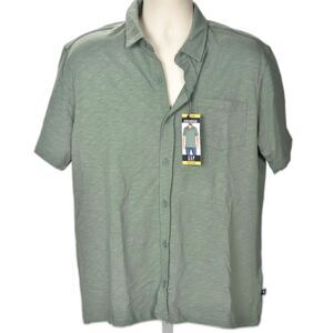Gap Men's Short Sleeve Green Knit Button Down Shirt Size M {NWT}